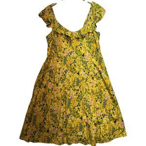 Old Navy Women's Ruffled Cami Dress Smocked Back Stretch Size XL Yellow Floral